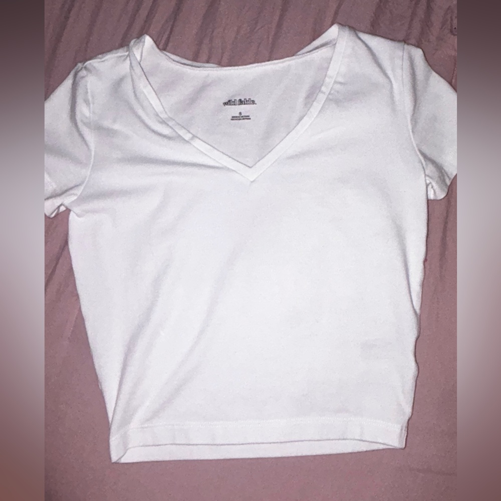 White V-neck crop top